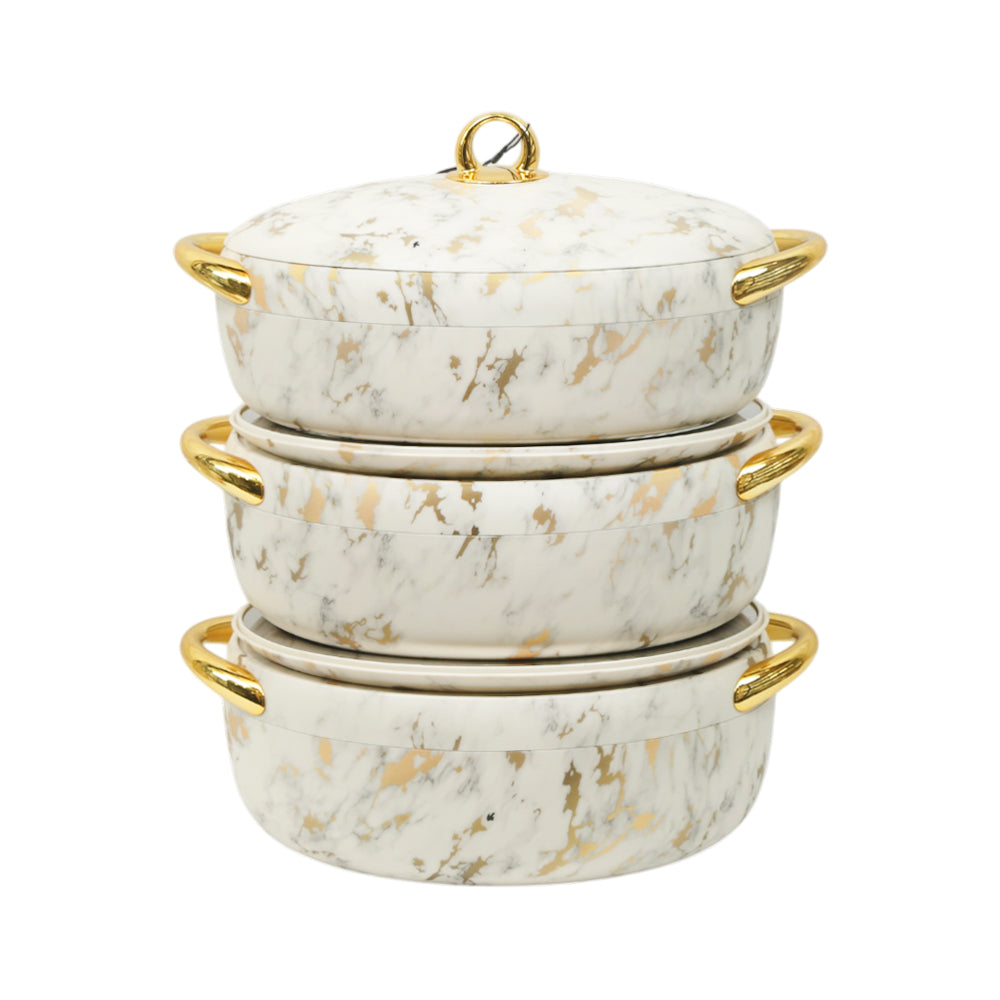 HOT POT SET 3PC FOREVER GOLD EC915T MARBLE WHITE