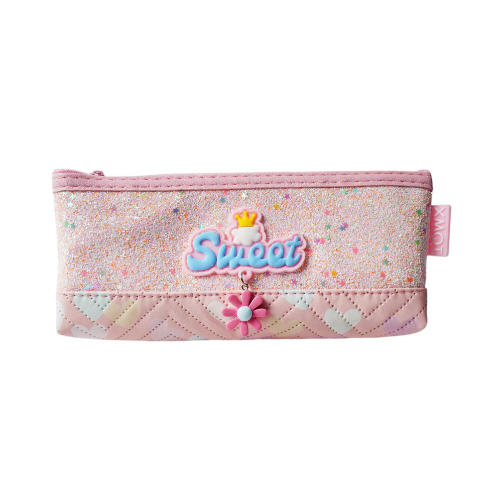 77-4 PENCIL POUCH GLITTER WITH ZIPPER SWEET