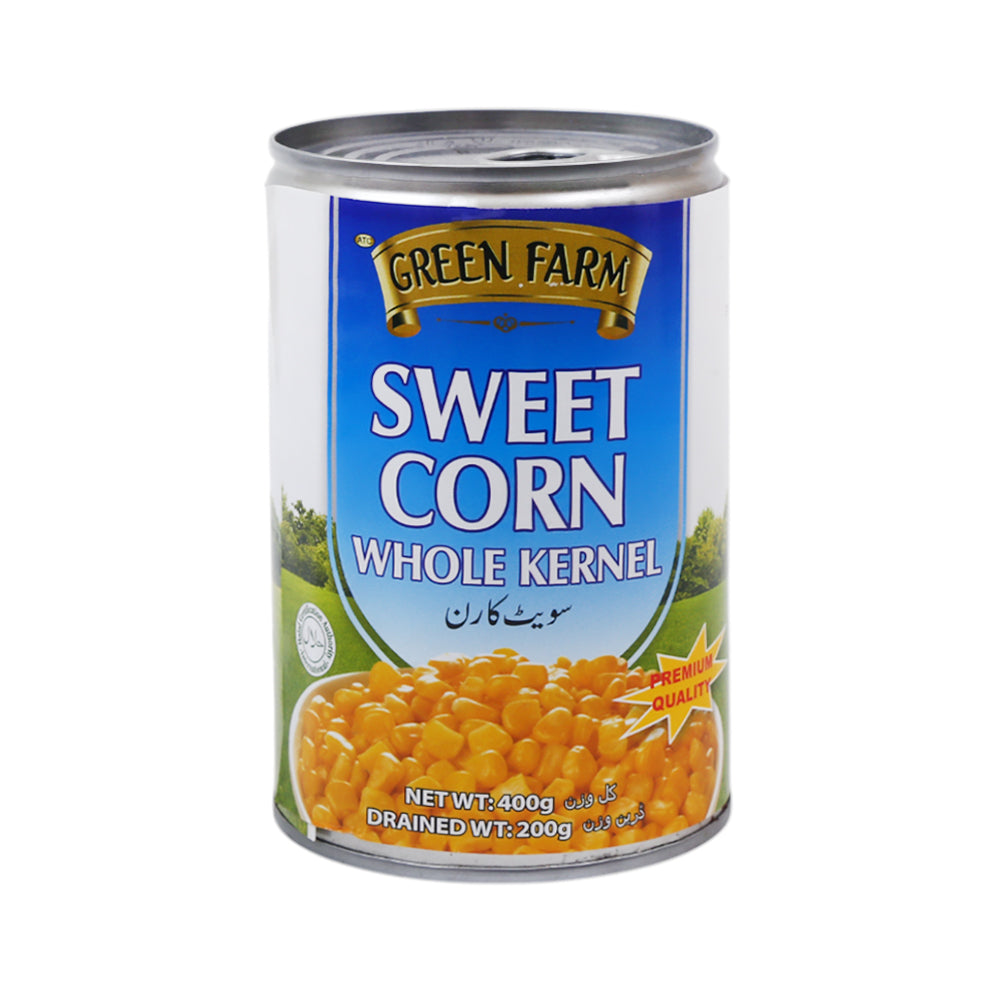 GREEN FARM SWEET CORN WHOLE KERNEL TIN 400 GM