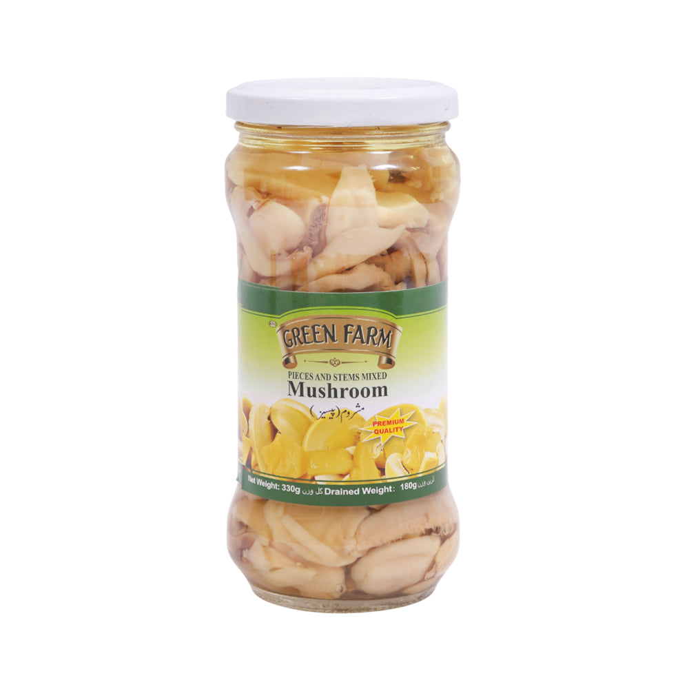 GREEN FARM MUSHROOMS PIECES AND STEMS 330 GM