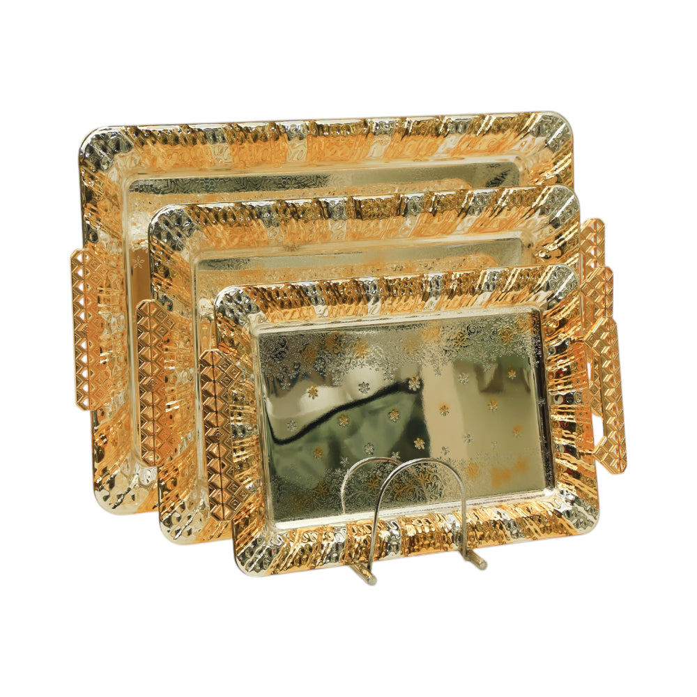 TRAY SET 3PC STEEL OPALINA OP-T1718-3SG