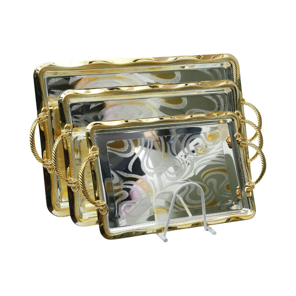 TRAY SET 3PC STEEL OPALINA OP-T1700-3SG