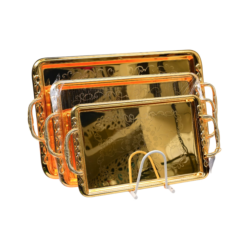 TRAY SET 3PC STEEL OPALINA T1801-3-G