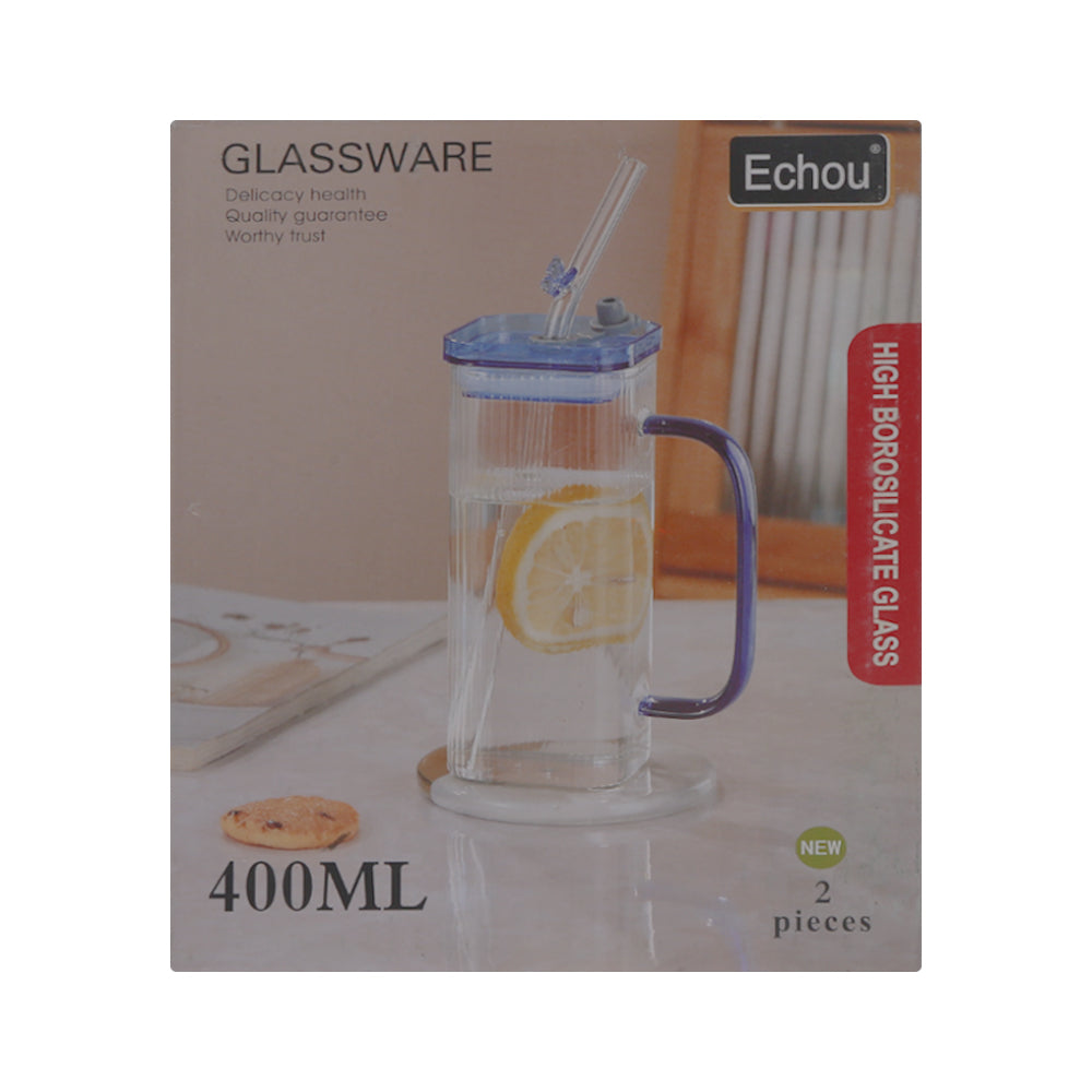 MUG WITH STRAW SET 2PC ECHOU SPB70-L2-PP