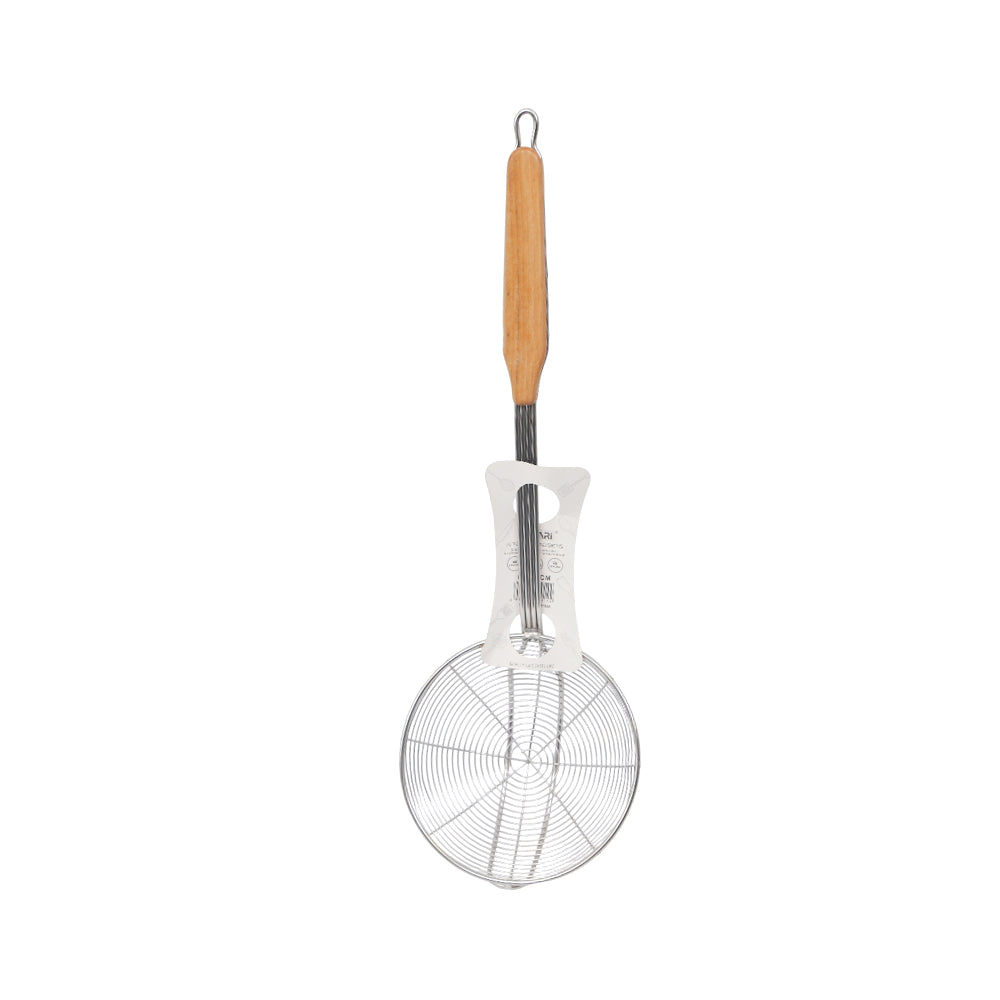 FRY STRAINER STEEL WOOD HANDLE 14CM