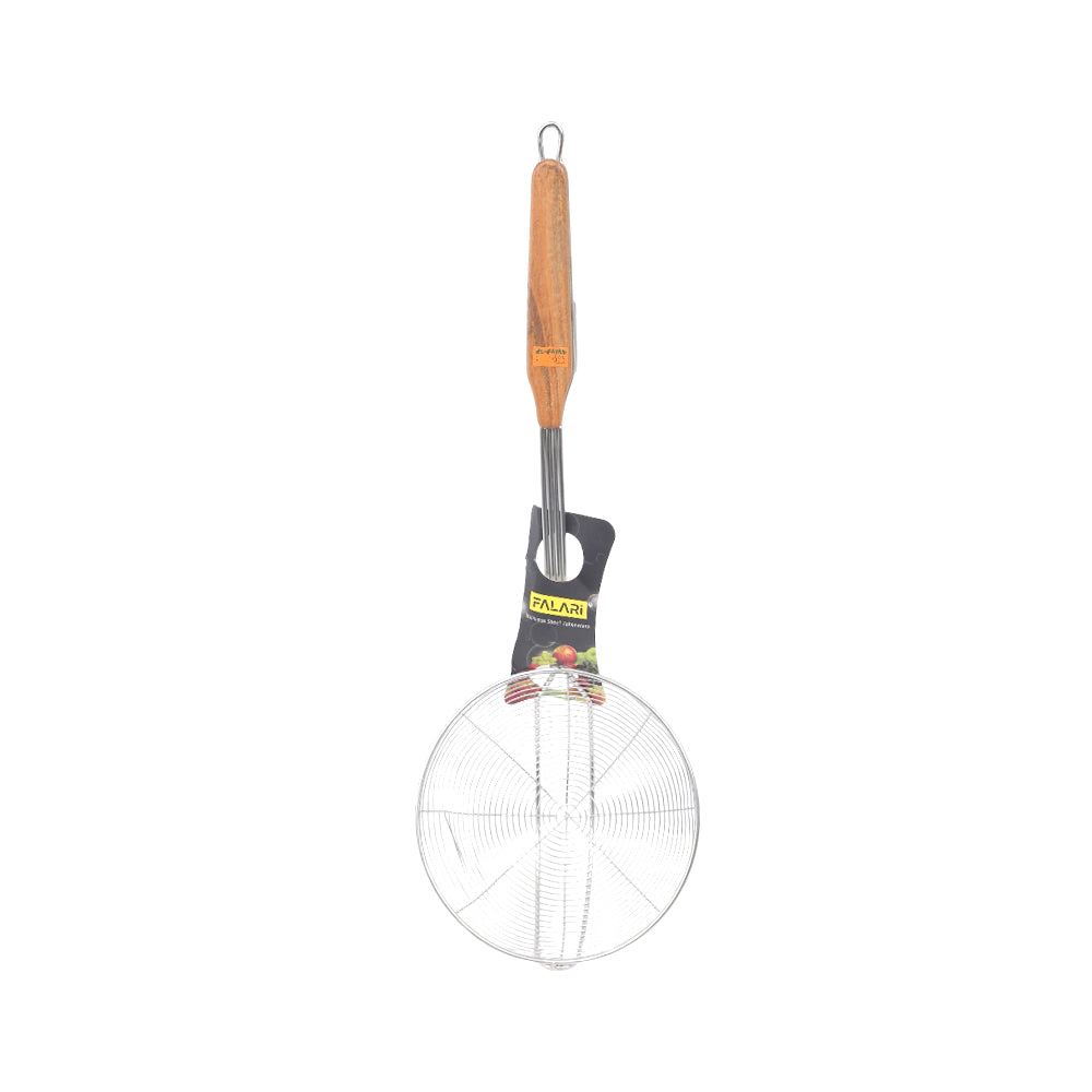 FRY STRAINER STEEL WOOD HANDLE 16CM