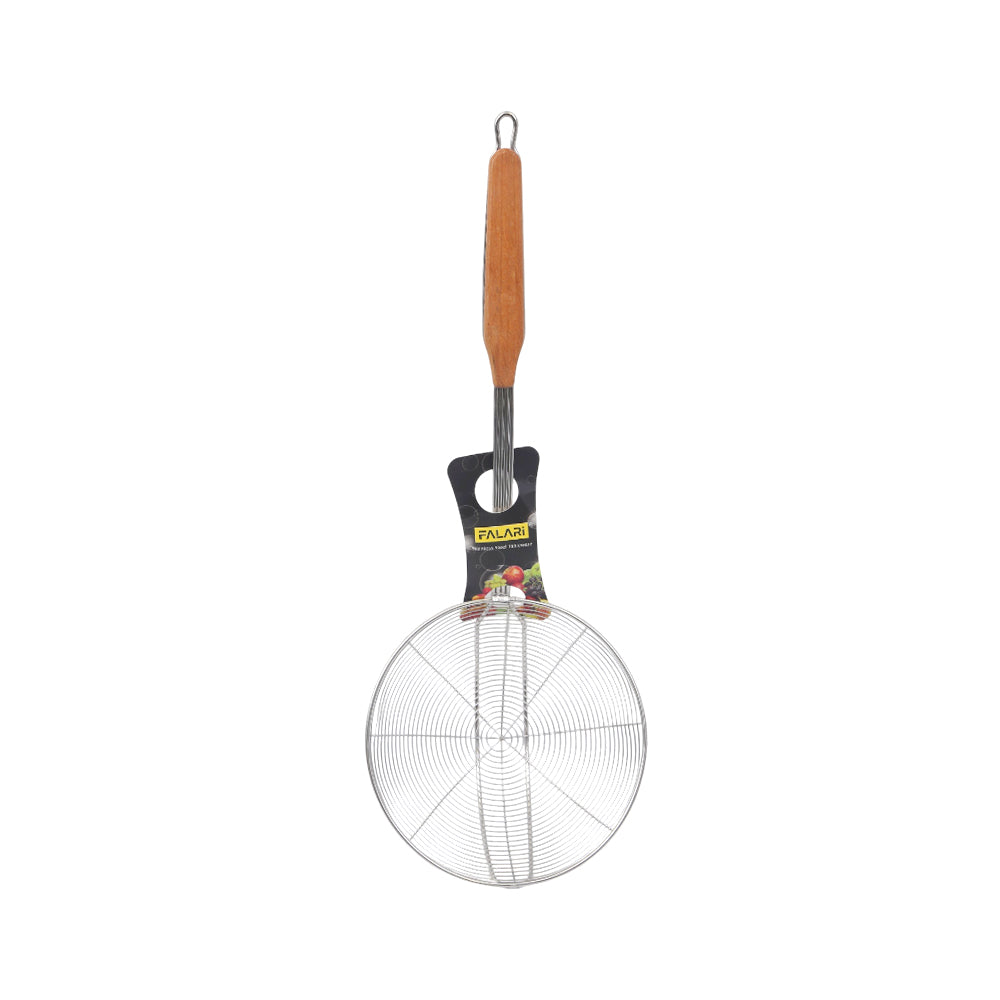 FRY STRAINER STEEL WOOD HANDLE 18CM