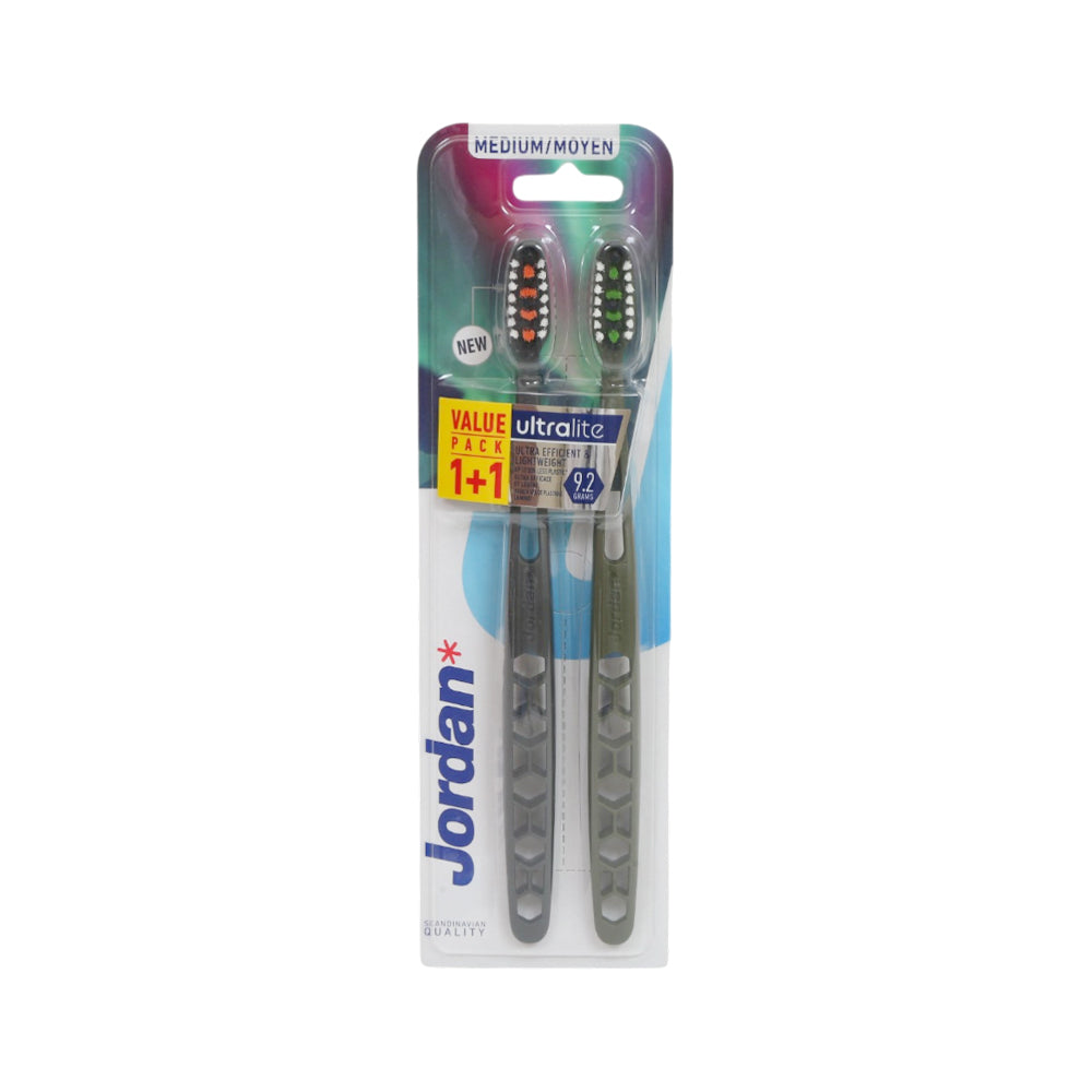 JORDAN ULTRALITE TOOTH BRUSH MEDIUM MOYEN VALUE PACK