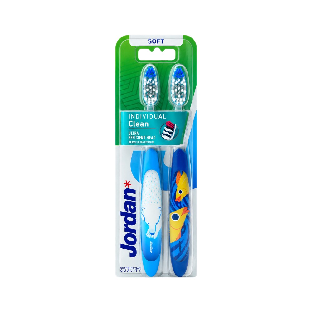 JORDAN INDIVIDUAL CLEAN SOFT PACK 2 TOOTH BRUSH