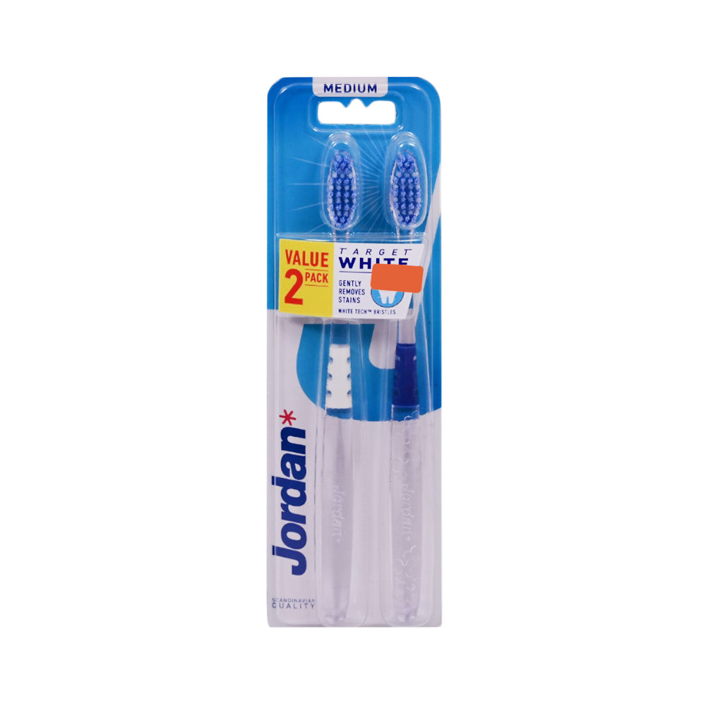 JORDAN TARGET WHITE MEDIUM 2 PACK TOOTH BRUSH