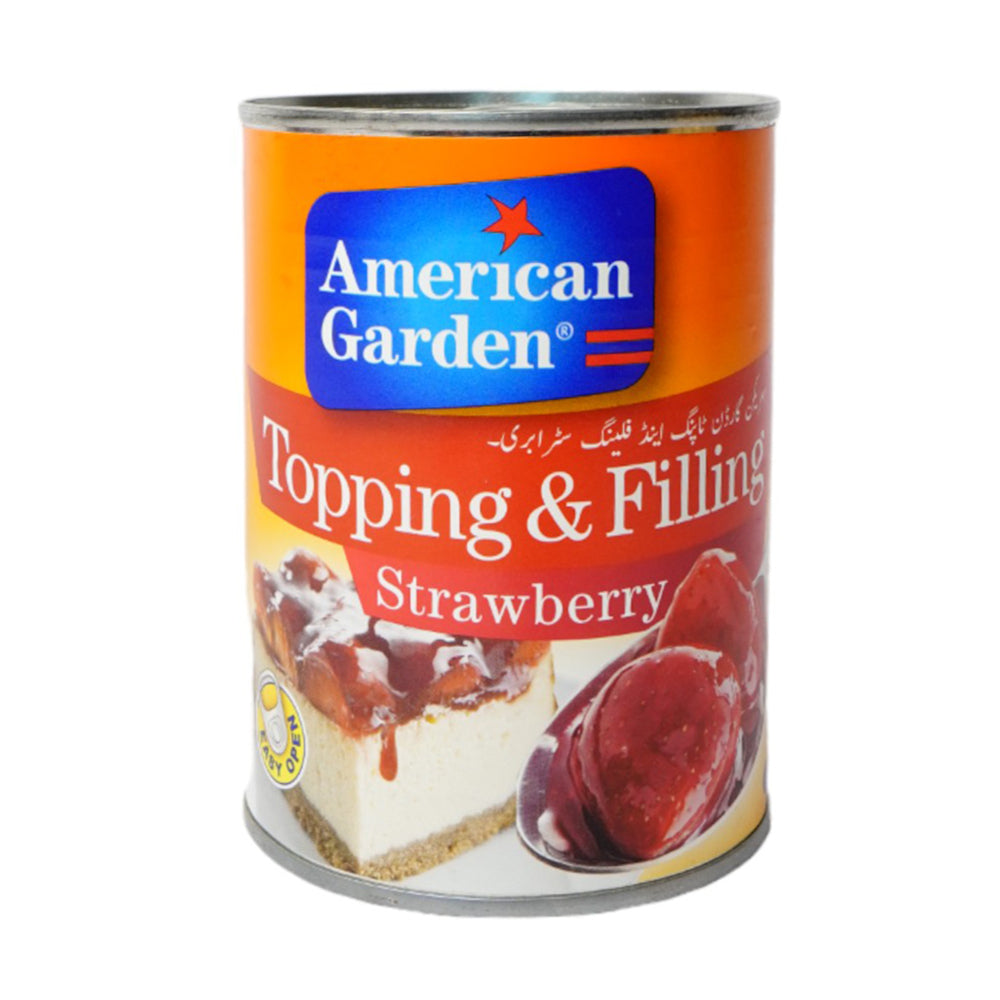 AMERICAN GARDEN STRAWBERRY TOPPING & FILLING TIN 595 GM