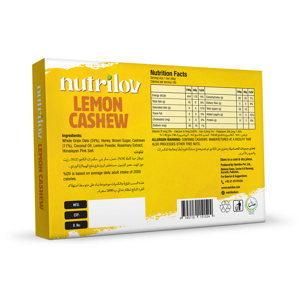 Nutri Lov Nutrlov Lemon Cashew 6 Bar