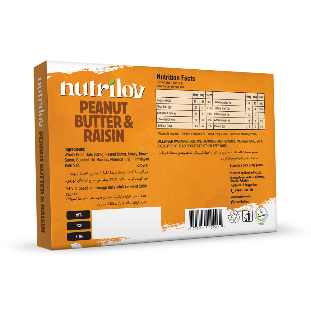 Nutri Lov Nutrilov Peanut Butter & Raisin 6 Bar