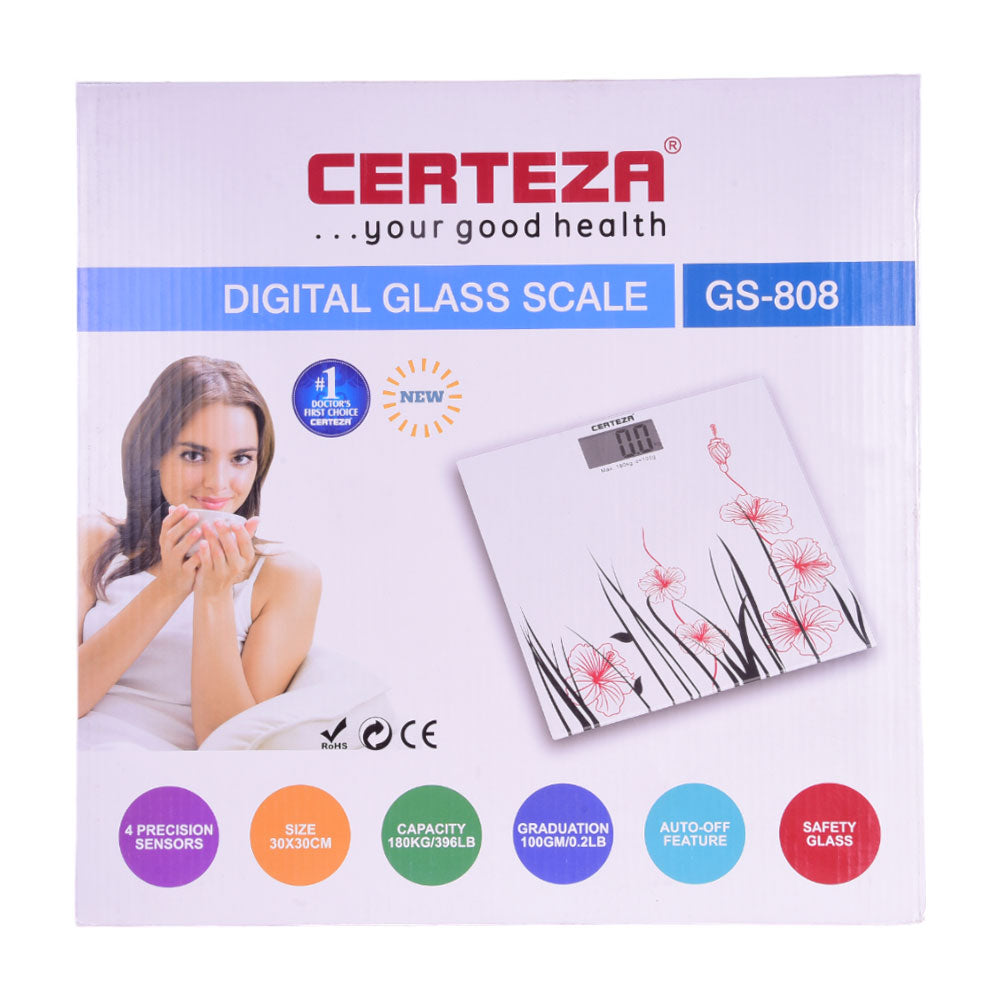 CERTEEZA BATROOM SCALE GLASS 180KG GS808