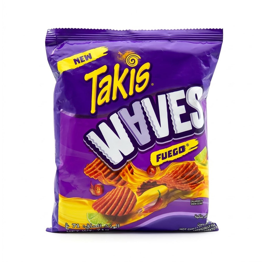 TAKIS CHIPS WAVES FUEGO HOT CHILI PERPPER & LIME 71 GM