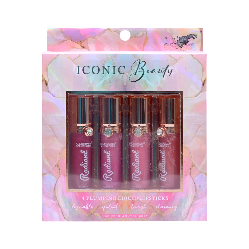 ICONIC BEAUTY 4 PLUMPING LIQUID LIPSTICK SET 16ML NEW