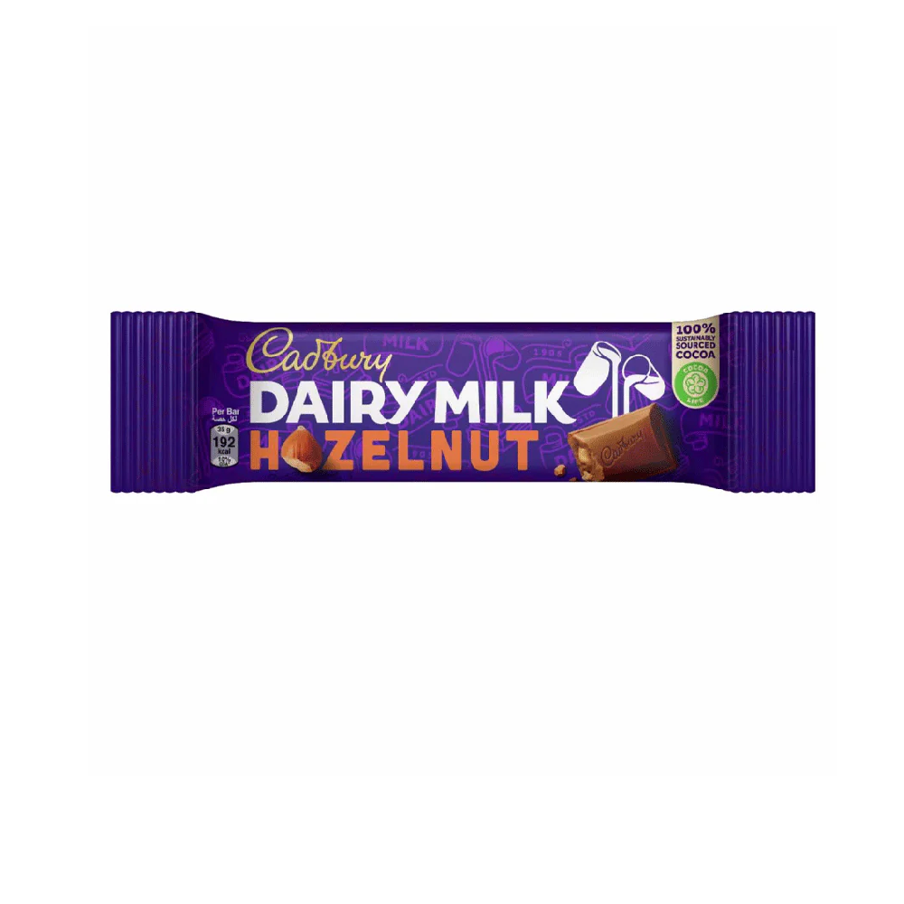 CABDURY DAIRY MILK CHOCOLATE BAR HAZEL NUT 30 GM