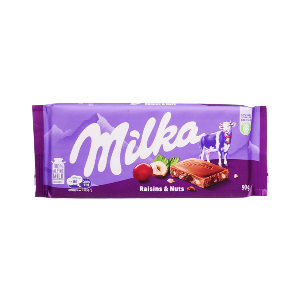 MILKA CHOCOLATE RAISINS & NUTS 90 GM