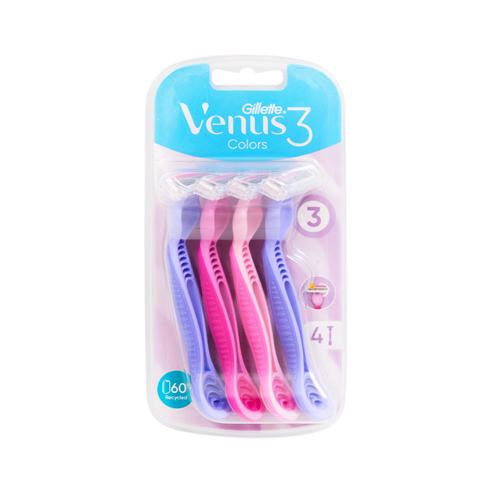 GILLETTE VENUS 3 COLORS RAZOR 4PC PACK