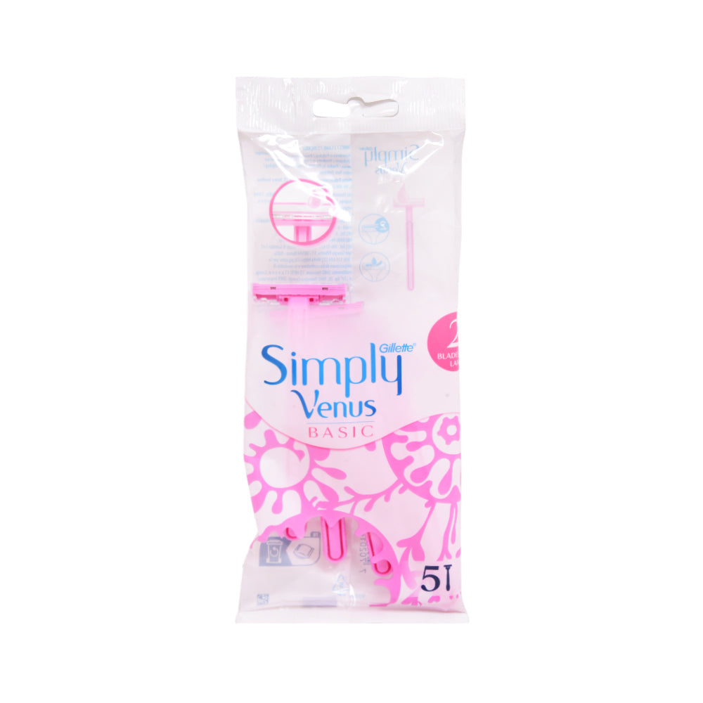 GILLETTE VENUS SIMPLY RAZOR 2 BLADE 5PC PACK