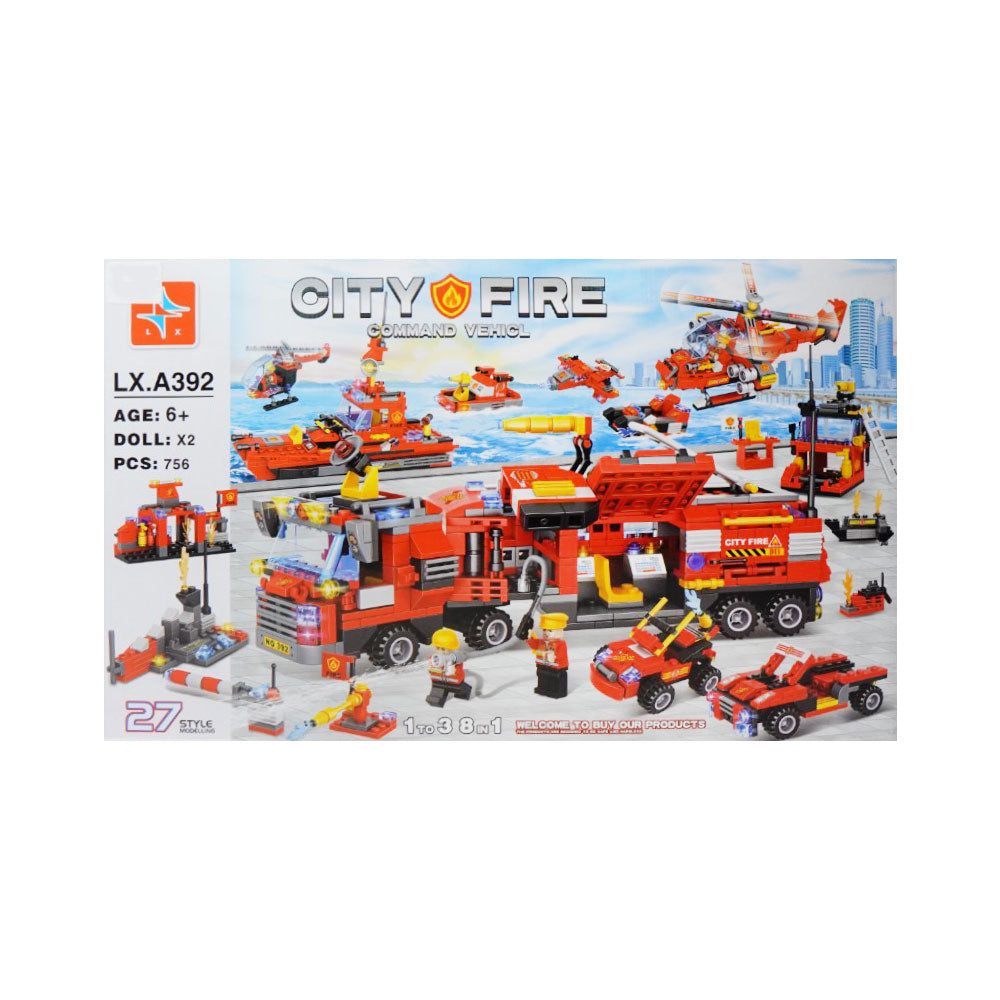 LX-A392 CITY FIRE COMMAND VEHICLE BLOCK SET 756PCS
