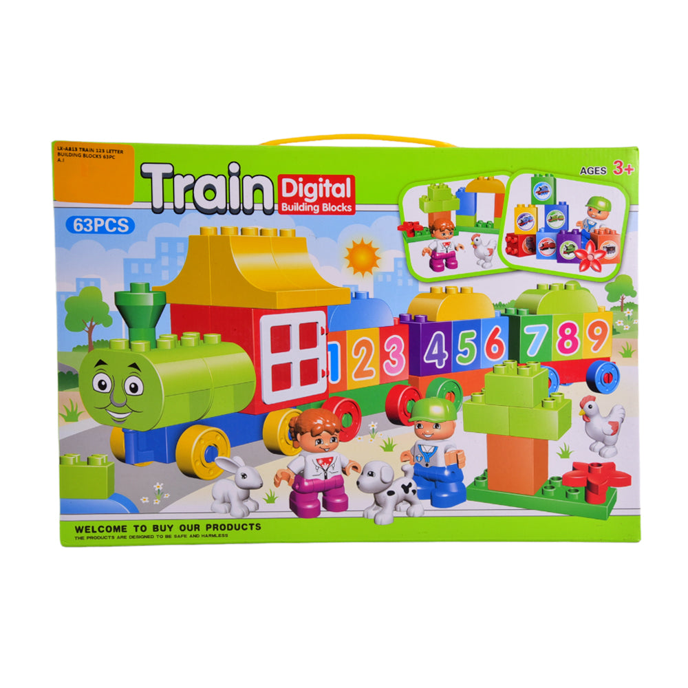 LX-A813 TRAIN 123 LETTER BUILDING BLOCKS 63PC A.I