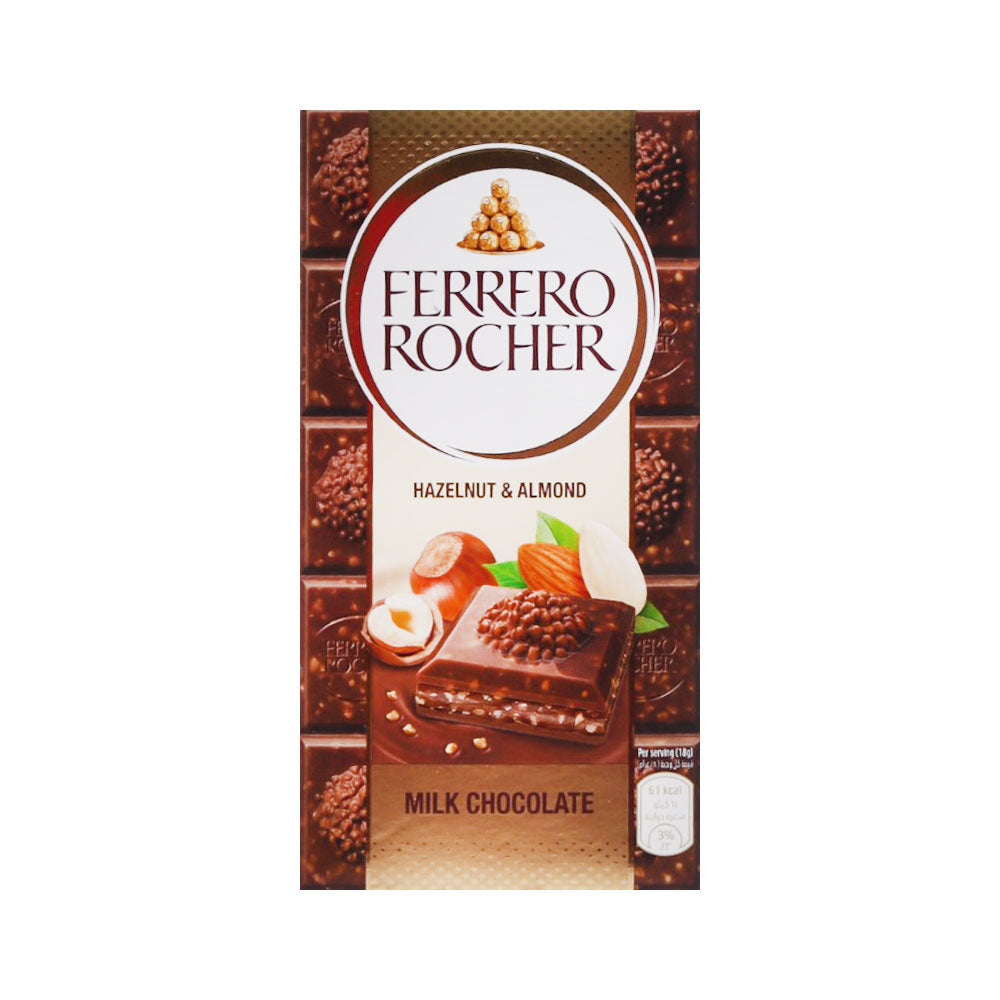 FERRERO ROCHER MILK CHOCOLATE HAZELNUT & ALMOND 90 GM