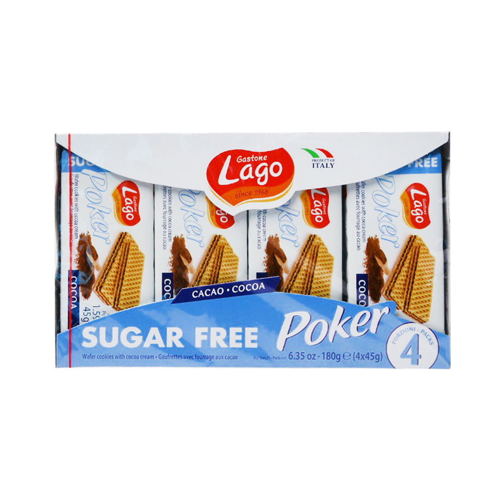 GASTONE LAGO WAFFER POKER SUGAR FREE CACAO CREAM 180 GM