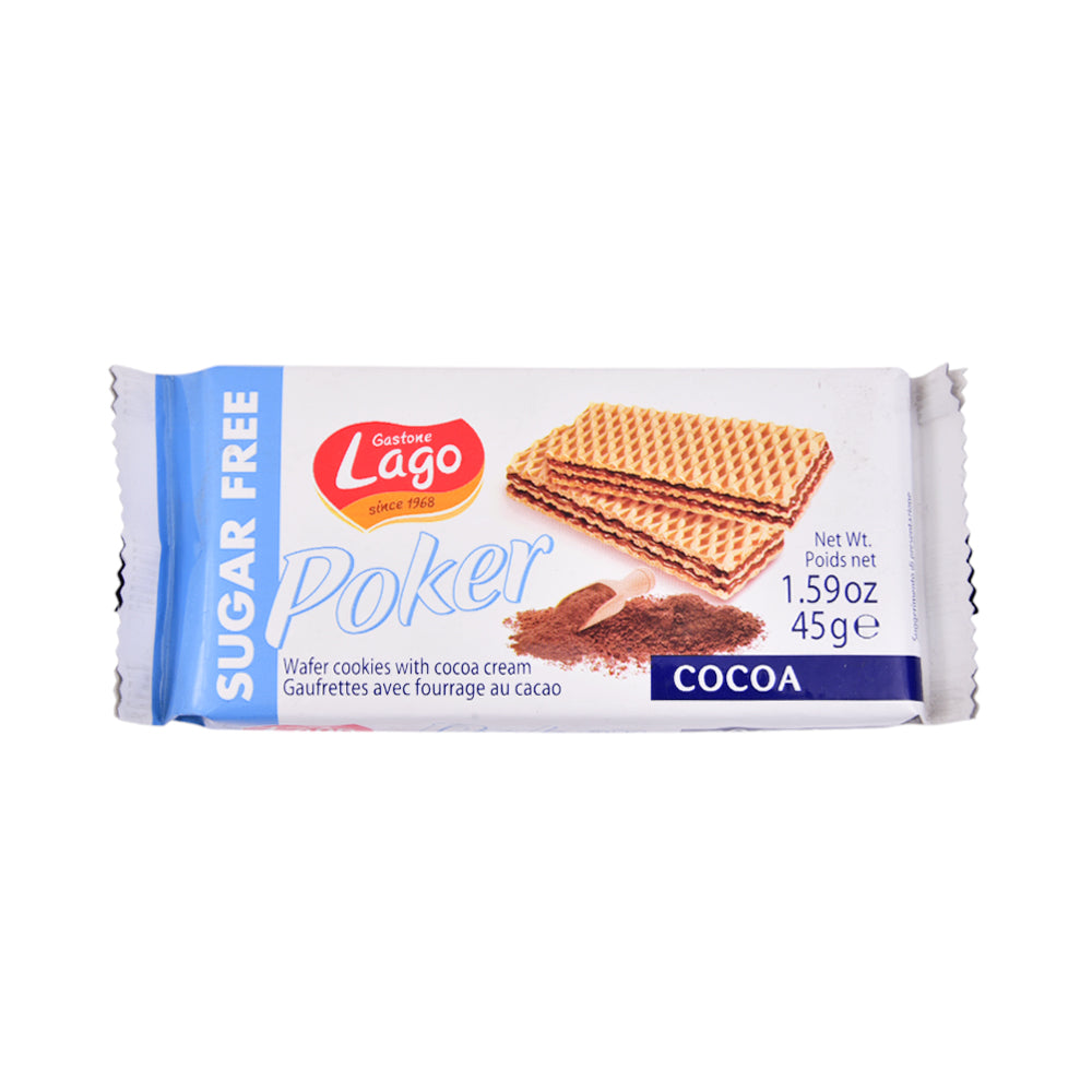 GASTONE LAGO WAFER POKER COCOA SUGAR FREE 45 GM