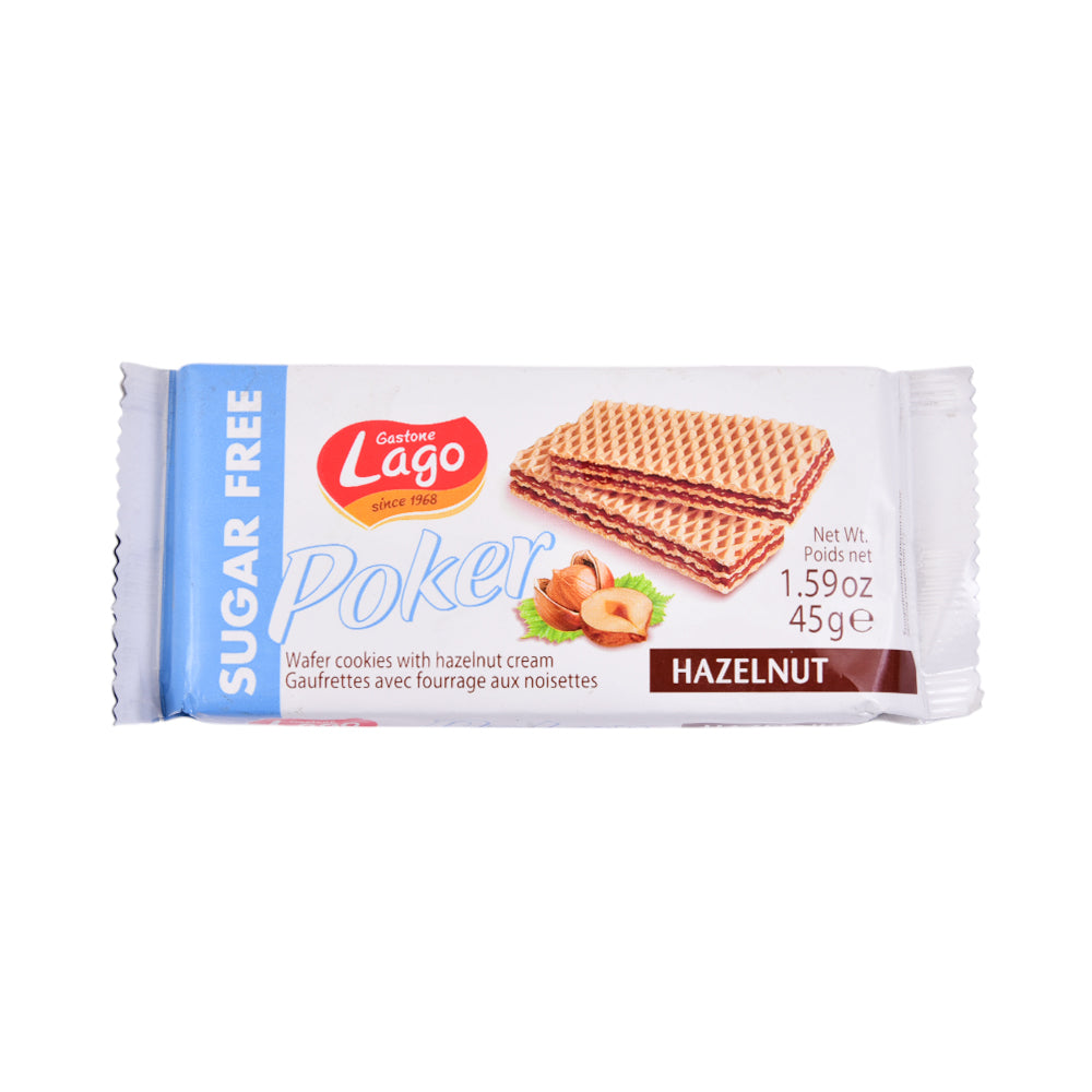 GASTONE LAGO WAFER POKER HAZELNUT SUGAR FREE 45 GM