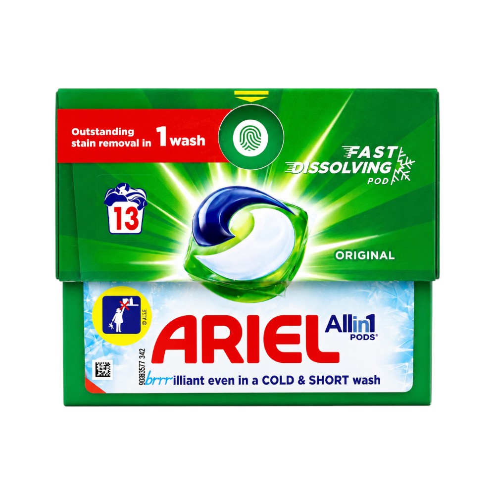 ARIEL WASHING POWDER ALL IN 1 PODS 13 ORIGINAL WASHES COLD W