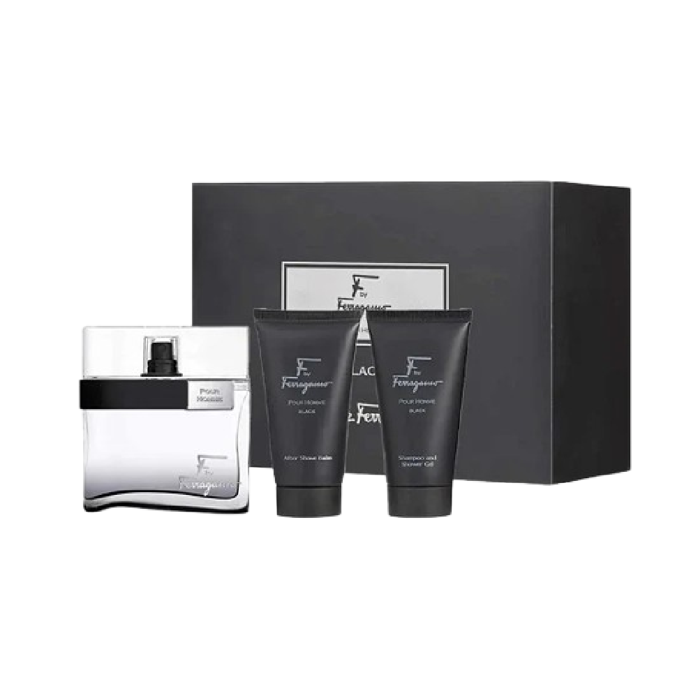 SALVATORE FERRAGAMO BLACK POUR HOMME 3PC GIFT SET