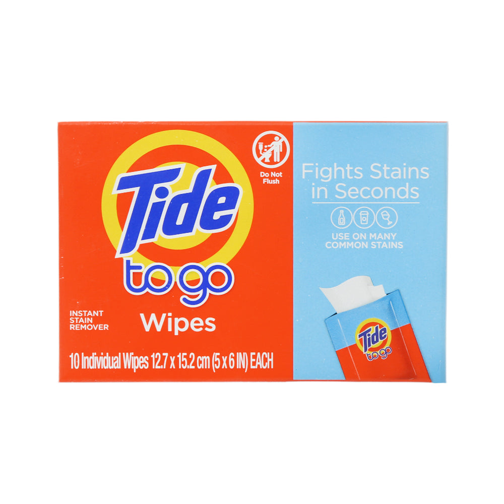 TIDE TO GO WIPES FIGHTS STAINS 10S