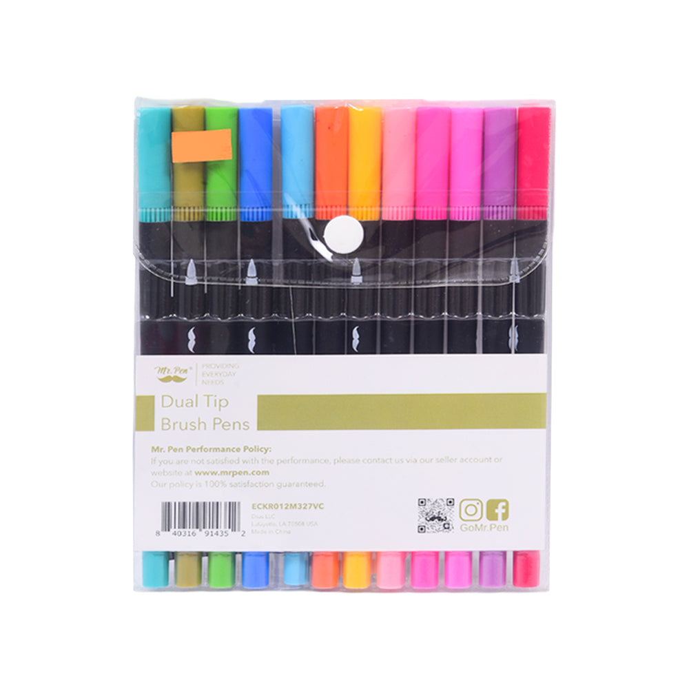 327VC DUAL TIP BRUSH PENS 12CLR