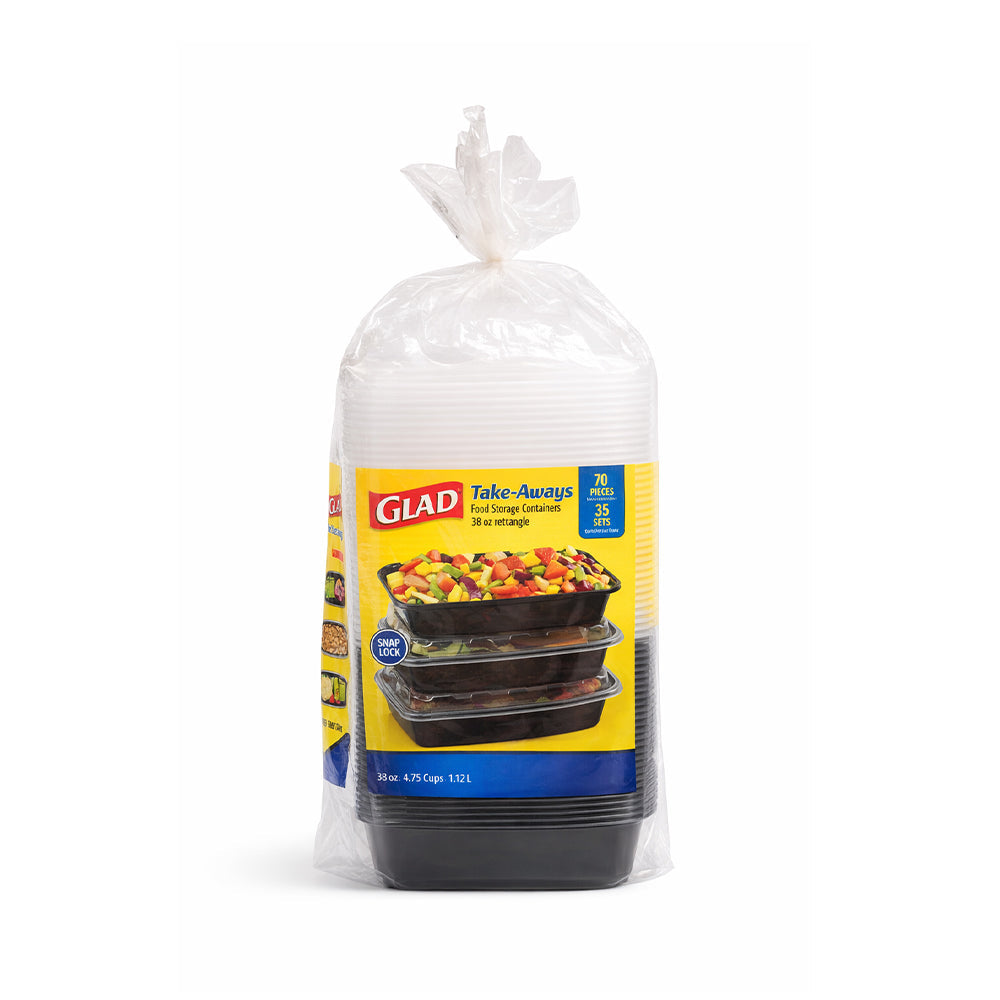 GLAD FOOD CONTAINER WITH COVER RECTANGULAR 35PC 1895187