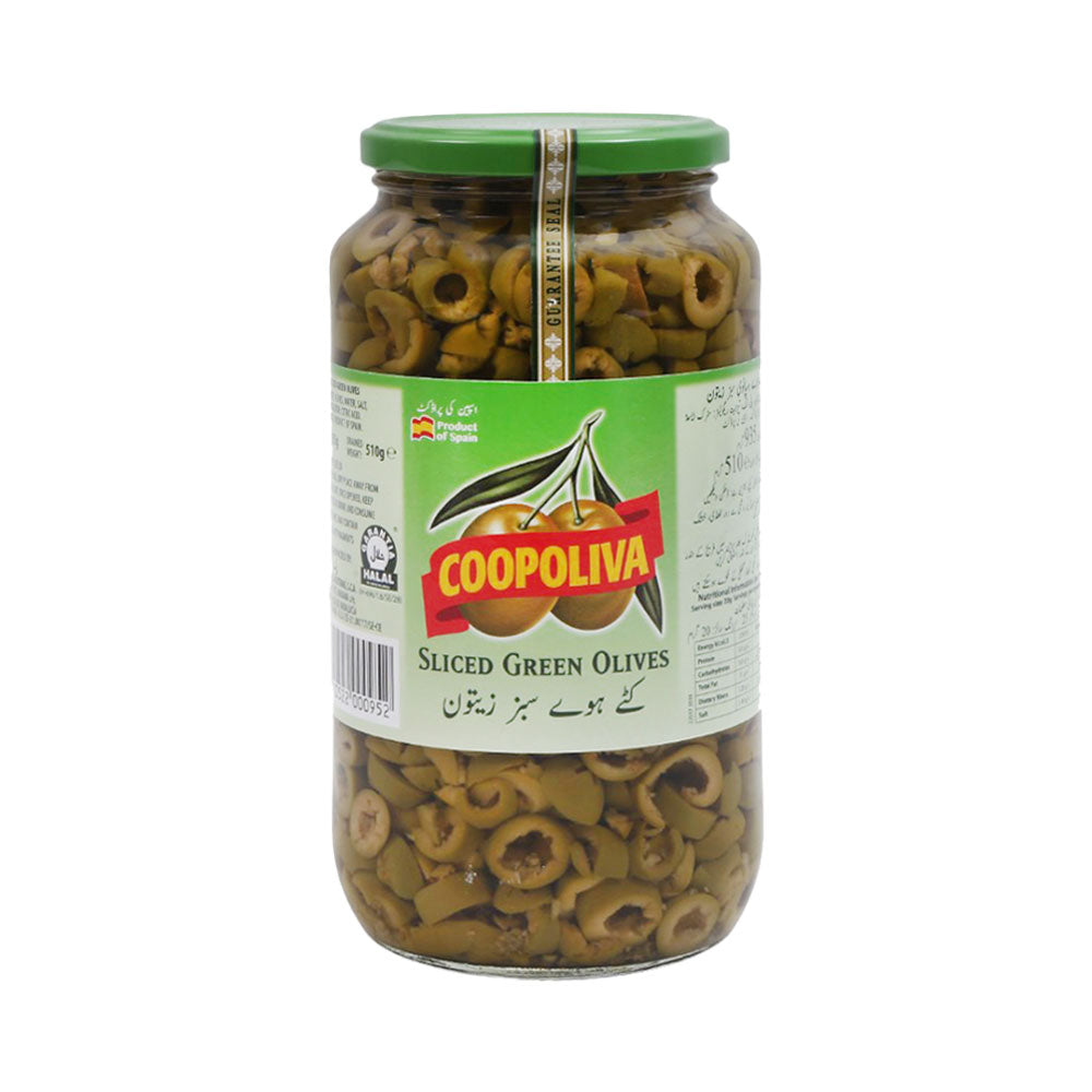 COOPOLIVA SLICED GREEN OLIVES 510GM