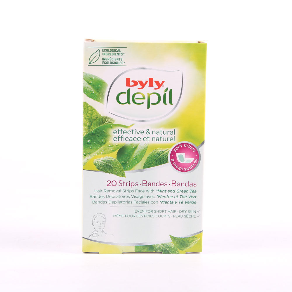 BYLY DEPIL FACE STRIP MINT GREEN TEA 20 STRIPS