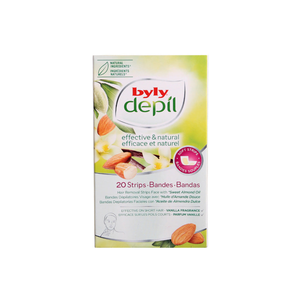 BYLY DEPIL FACE WAX STRIPS SWEET ALMOND OIL 20 S