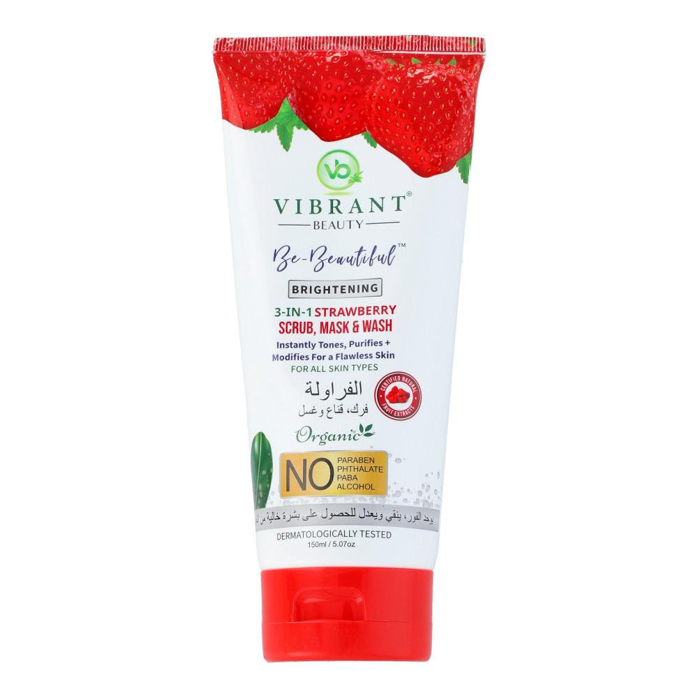 VIBRANT BEAUTY STRAWBERRY SCRUB, MASK & WASH 150ML
