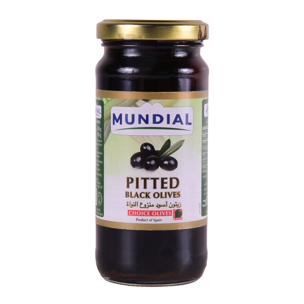 MUNDIAL OLIVES BLACK PITTED 230 GM