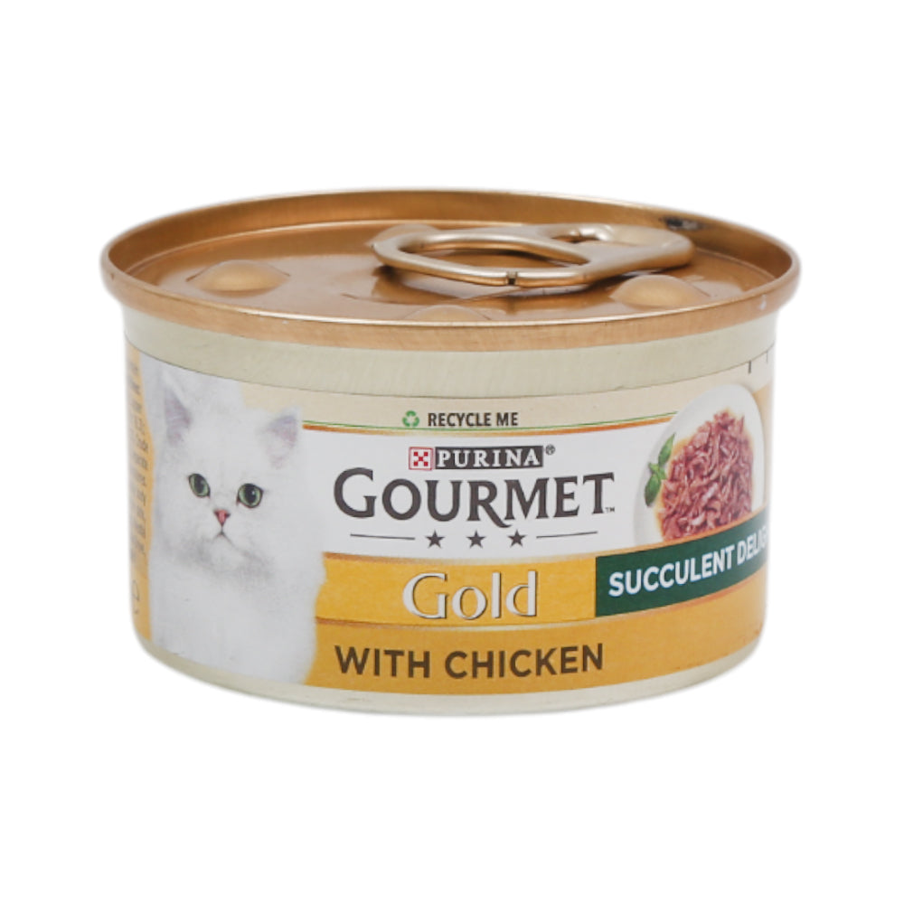 PURINA GOURMET CAT FOOD TIN GOLD DELIGHTS CHICKEN 85 GM