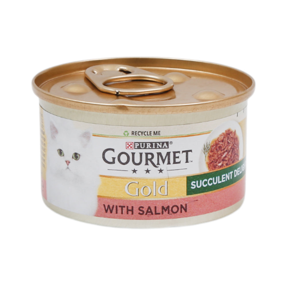 PURINA GOURMET CAT FOOD TIN GOLD DELIGHTS SALMON 85 GM