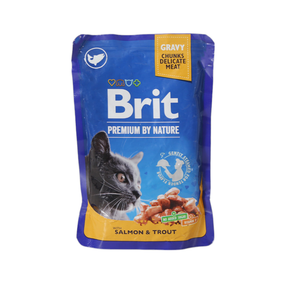 BRIT PREMIUM CAT FOOD SALMON & TROUT GRAVY MEAT 100 GM