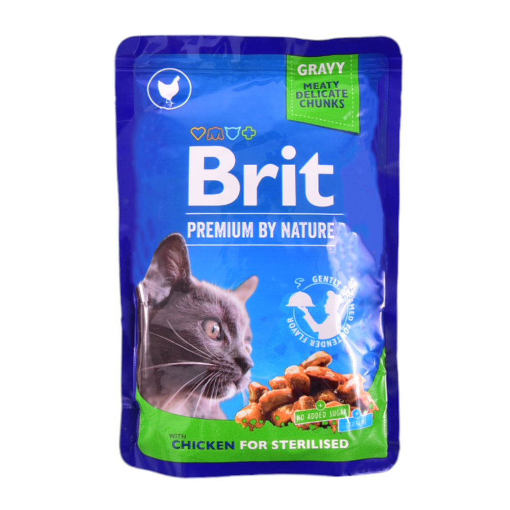BRIT PREMIUM CAT FOOD CHICKEN SLICES GRAVY MEAT 100 GM