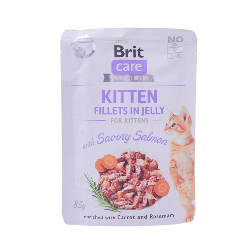 BRIT CARE CAT FOOD KITTEN JELLY SAVORY SALMON 85 GM