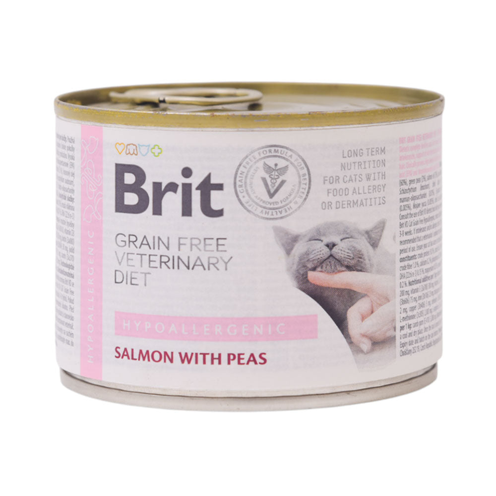 BRIT CARE CAT FOOD TIN HYPOALLERGENIC SALMON WITH PEAS 200 G