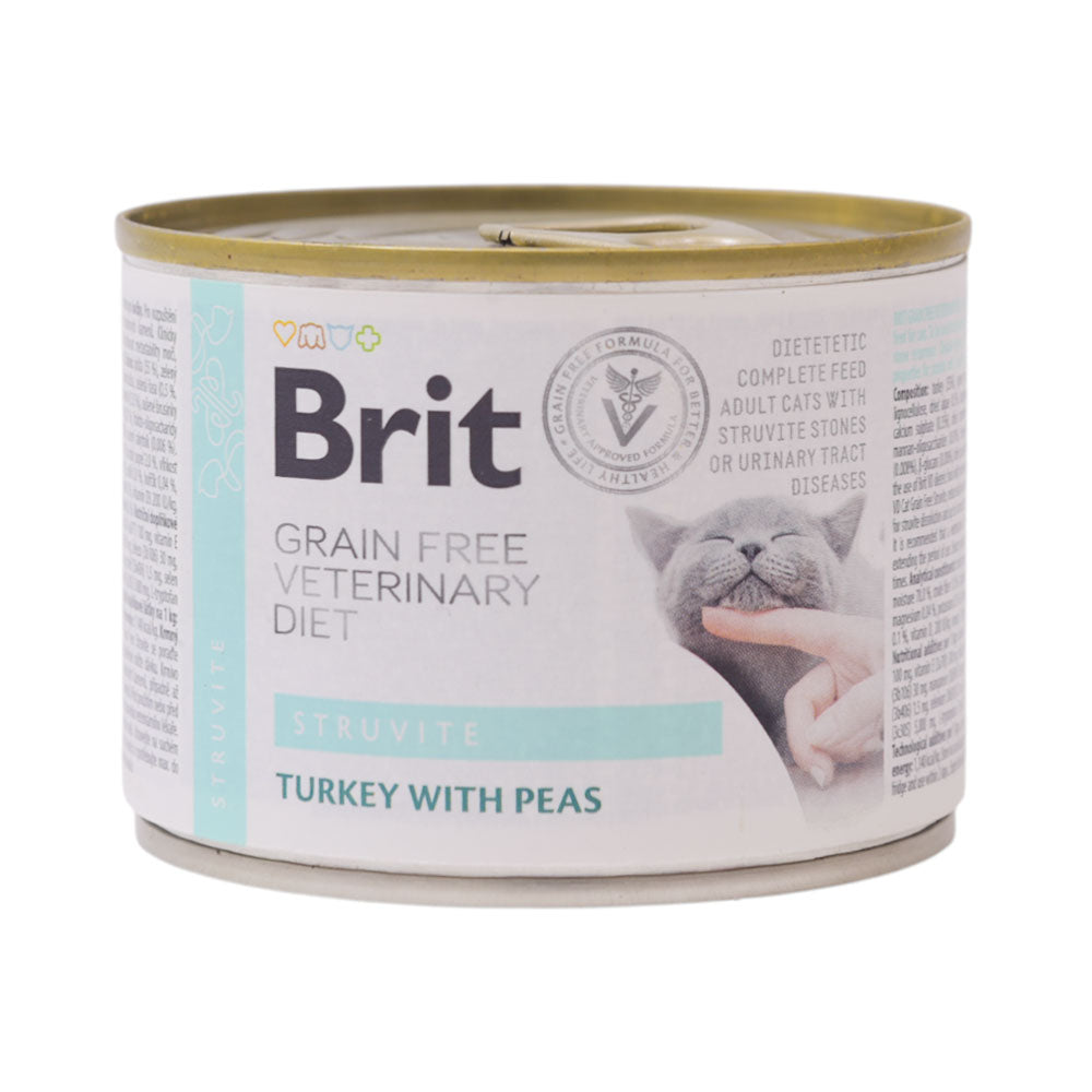 BRIT CARE CAT FOOD TIN STRUVITE TURKEY WITH PEAS 200 GM