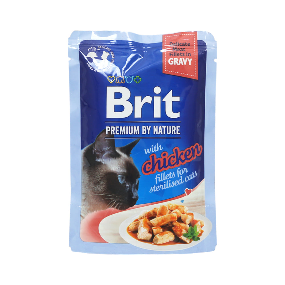 BRIT PREMIUM CAT POUCHES GRAVY WITH CHICKEN FOR STERILISED 8