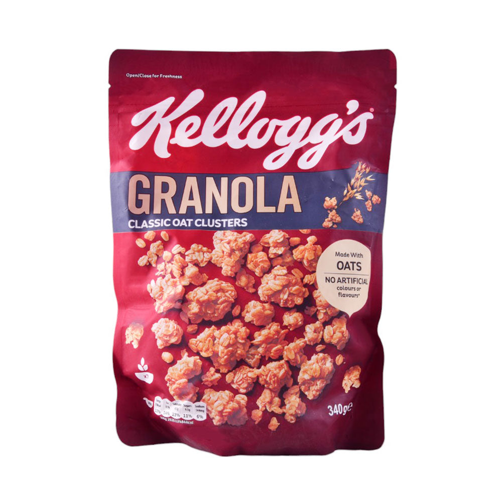 KELLOGGS GRANOLA CEREAL CLASSIC OAT CLUSTERS POUCH 340 GM