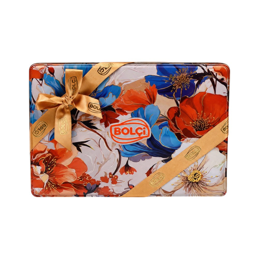 BOLCI ASSORTED CHOCOLATE PRALINES ORANGE FLORAL TIN BOX 250